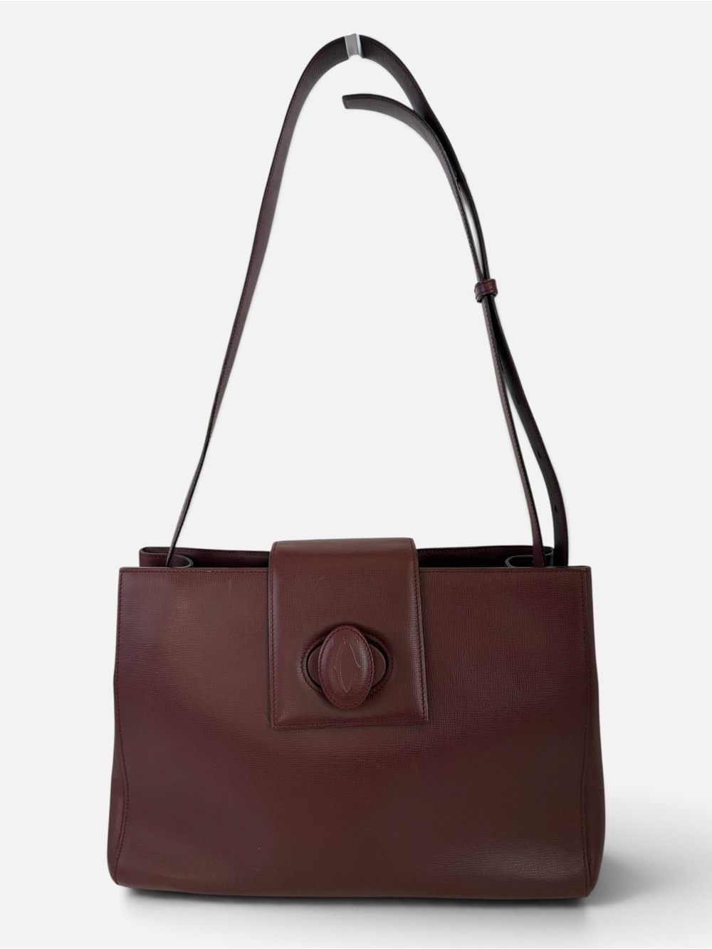 Cartier Burgundy Leather Shoulder Bag with Signature Flap - Picture 1 of 9